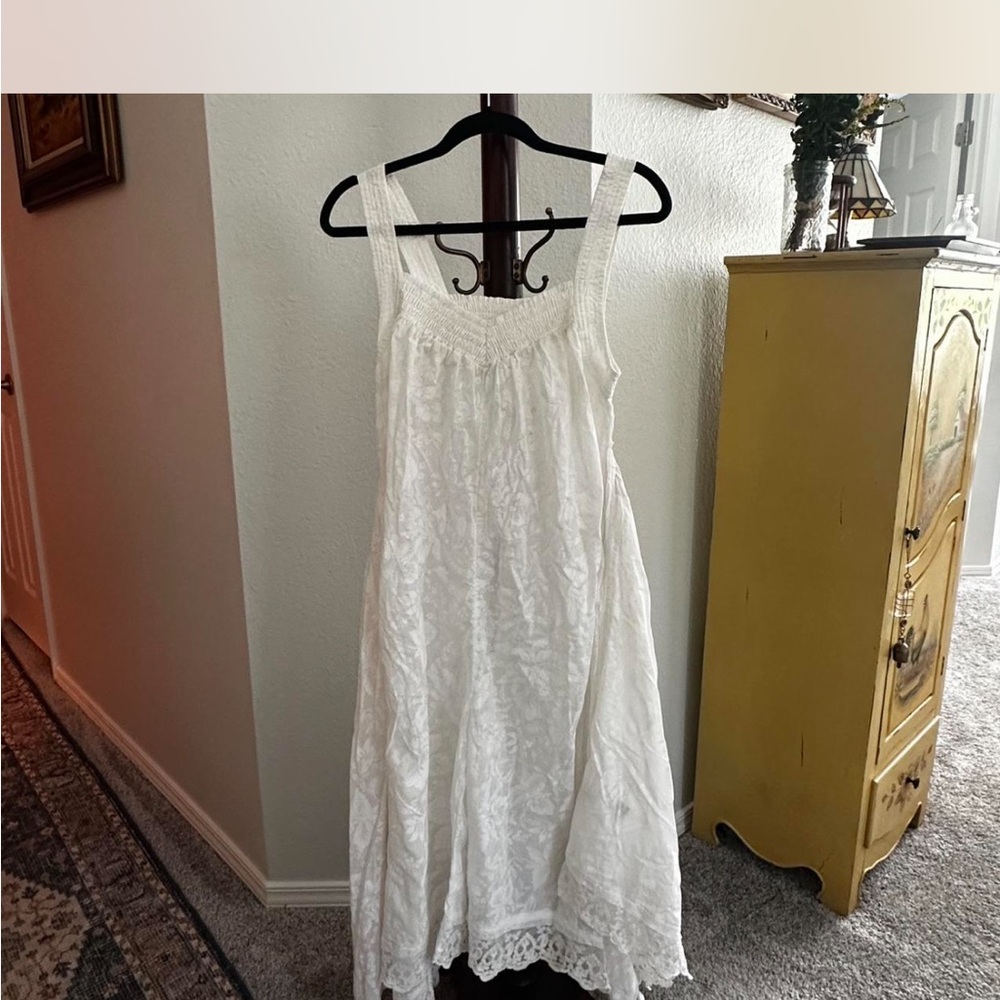 Free People Ivory Textured Sleeveless Romper